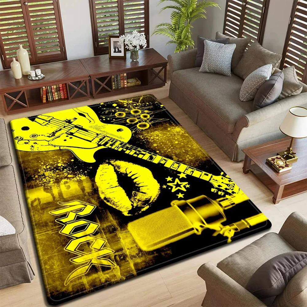 Band Logo Music Rock and Roll Pattern Carpet for Living Room Bedroom Non-Slip Soft Rug Kitchen Floor Mat Entrance Doormat