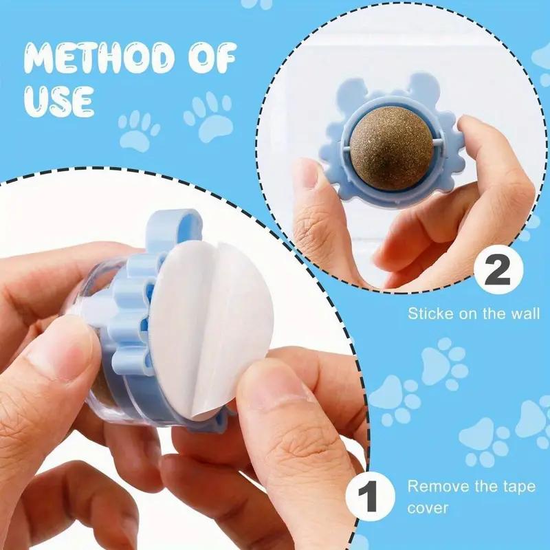 Drehbarer Katzenminzenball für die Wand mit Saugnapf, Leckerli-Spielzeug, enthält Katzenminze-Zuckerbälle, intelligentes Katzenspielzeug, interaktiver Ball, Katzenminzenspielzeug