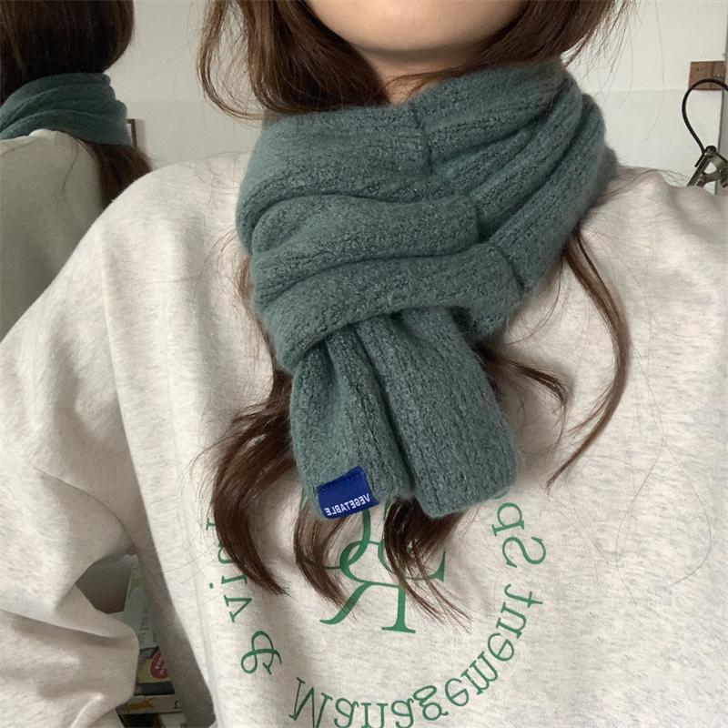 Neutral Short Solid Color Knitted Scarf Lazy Letter Autumn And Winter Warm Neck Protection Men And Women Mountaineering Scarf