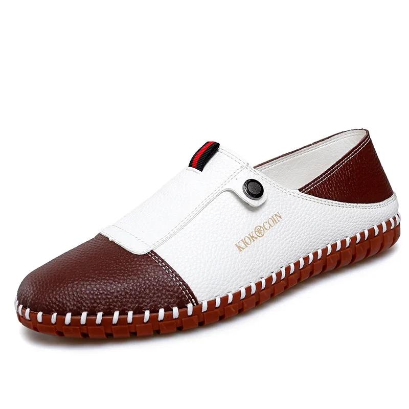 

Fashion Men Leather Shoes Flat Summer Slip-on Breathable Business Trendy All-match Comfortable Soft Cow Leather Men Casual Shoes Loafer 48