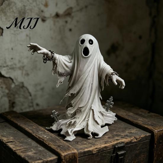 Halloween Decoration Ghost Figurine, Spooky Scream Face Resin Statue Home Decor for Indoor Shelf, Tabletop Centerpiece, Office Bedroom Figurine