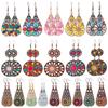 New Fashion Boho Colorful Enamel Earrings Women Boho Rhinestone Flower Geometric Round Waterdrop Vintage Dangle Zircon Earrings