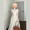 French Retro Niche White Polka Dot Short-sleeved Dress Children's Wear 2026 Temperamental Waist Long