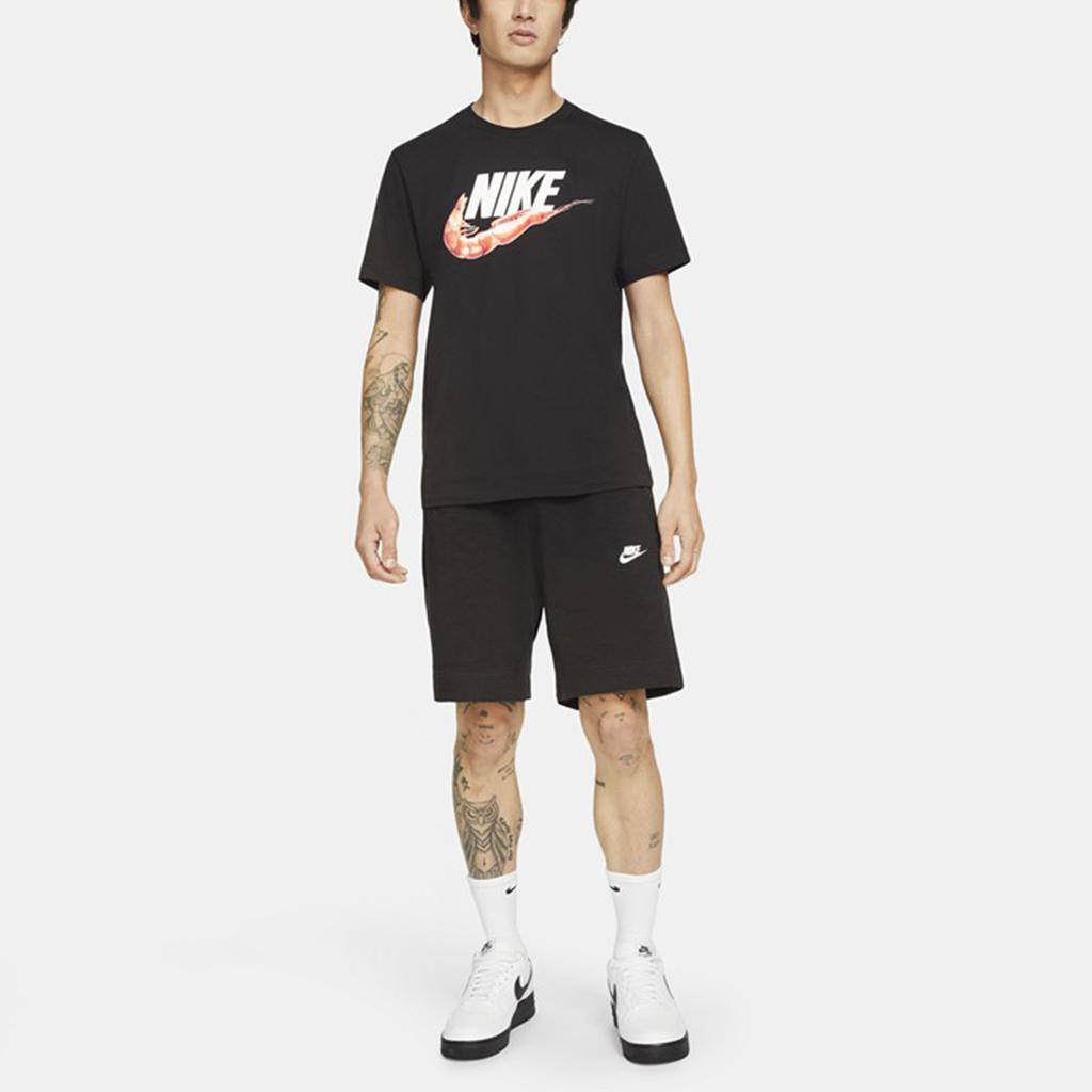Men's Nike Nsw Tee 1 Food Shrimp Large Logo Printing Sports Short Sleeve Black T-Shirt DD1289-010