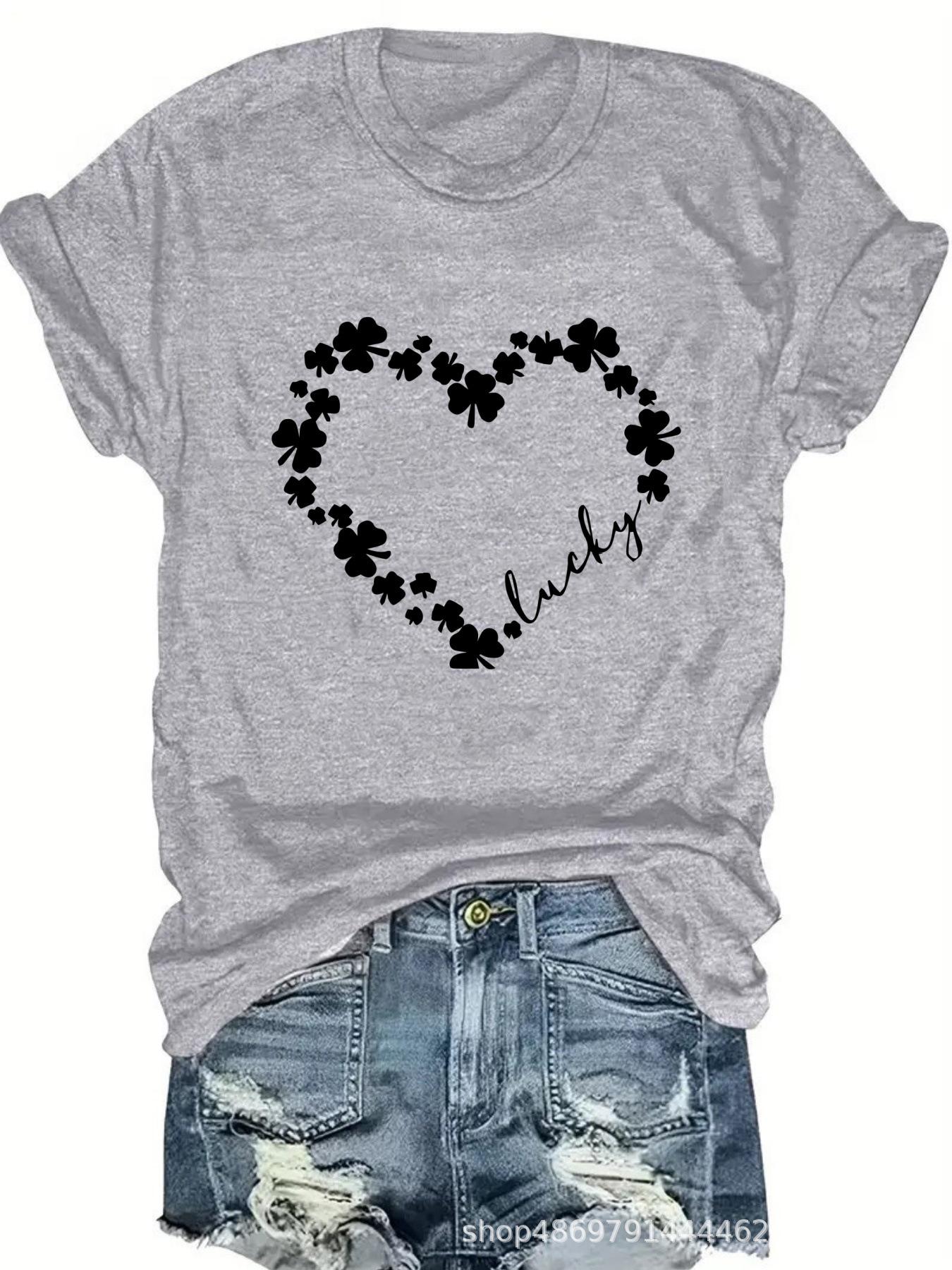 

Women s Fashion Round Neck T-Shirt for Cross-Border Trade S светло-серый