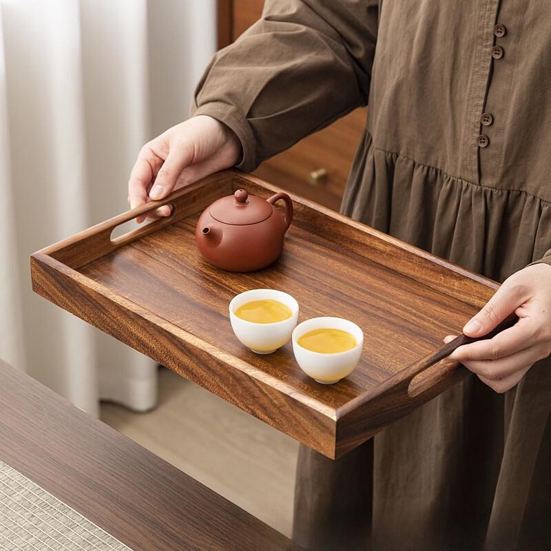 Ruhan Walnut Wood Tea Serving Tray with Handle