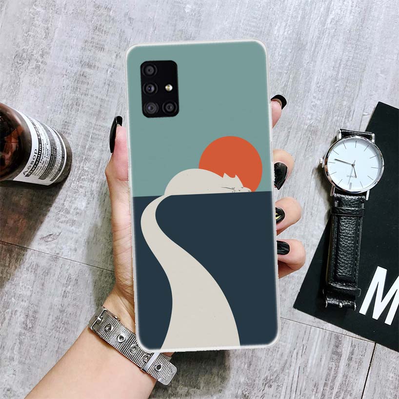 

Чехол для телефона с изображением кошки с изображением горы Фудзи в Японии для Samsung Galaxy A12 A22 A32 A42 A52 A72 A51 A71 5G A41 A31 A21 A02S Samsung A41