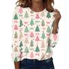 Women's Fashion Casual H Printed V-Neck Long Sleeve Decorative Button T-Shirt Tops