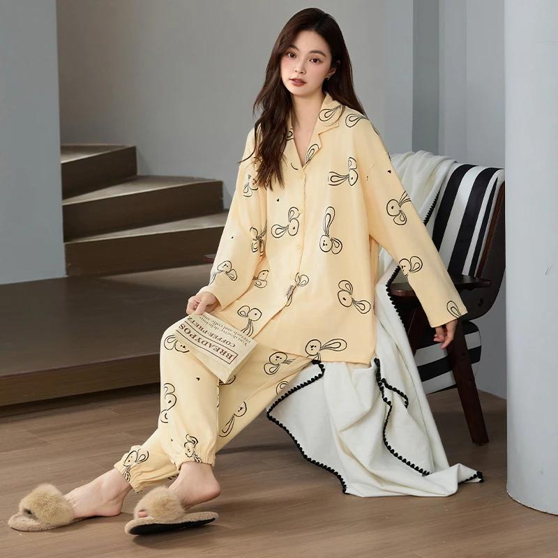 Set Pigiama da Donna Pigiama Caldo Maniche Lunghe Pantaloni Lunghi Autunno e Inverno Pigiama Casual Pigiama Morbido Pigiama Comodo Ragazze Comode
