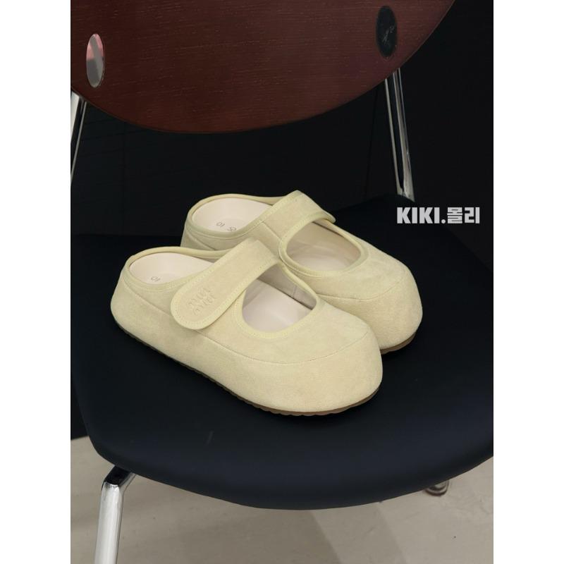 

Leather Velcro Mary Jane Shoes Slippers Women s Summer New Baotou Soft Sole Platform Versatile Cool Slippers 39