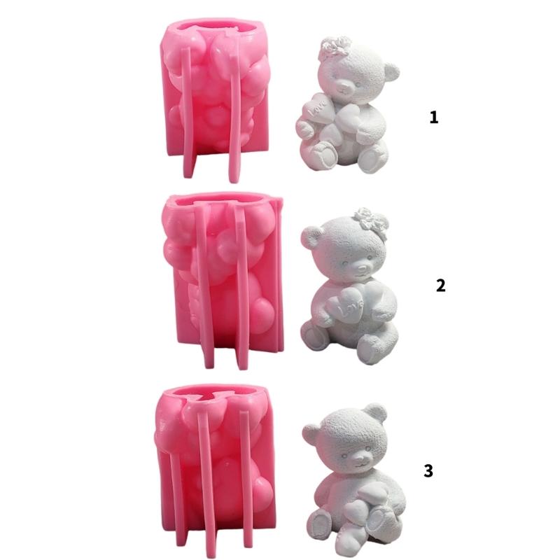 Flexible Silicone Mold Bear Figurine Shaped Candle Molds Scented Aromatherapys Making Mould Handmade Ornament Mould