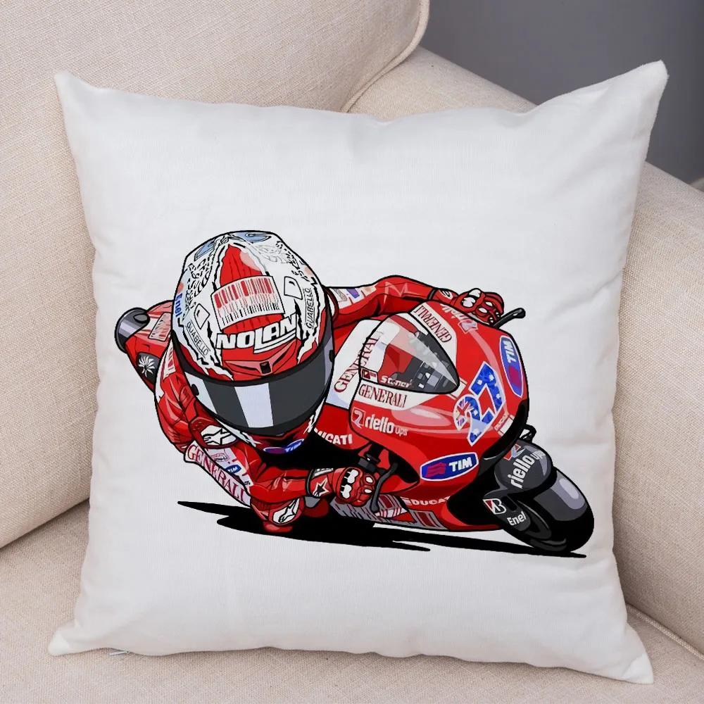 Cartoon Sport Motorcycle Cushion Cover Super Soft Short Plush Mobile Bike Pillow Covers Pillow Case For Sofa Home Car Pillowcase