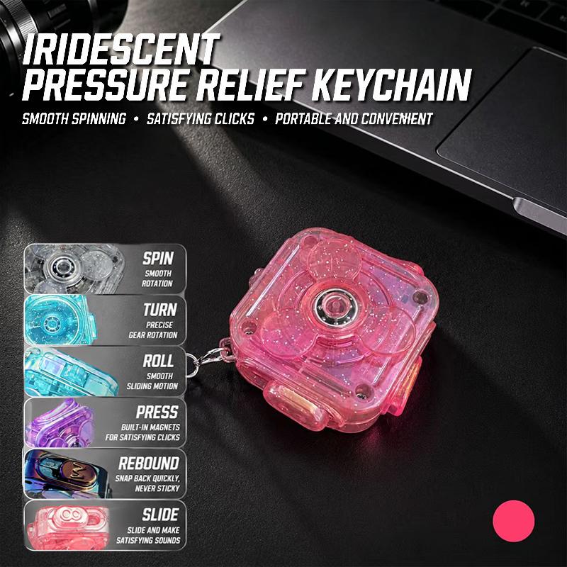 Transparent Square Decompression Rotating Keychain Sensory Toy Compact And Portable Suitable For Adult Office Study And Travel
