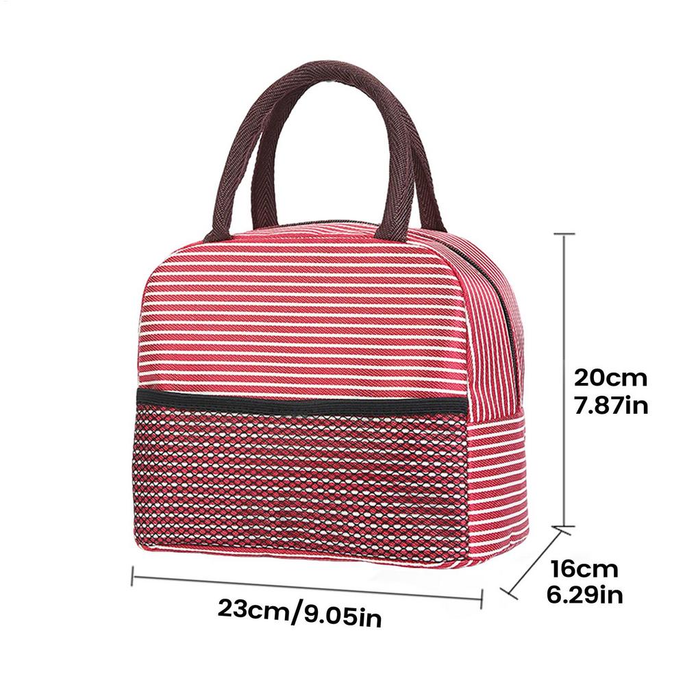 Insulated Lunch Tote Bag with Mesh Pocket Reusable Lunch Box Container for Kids Adults Office School Camping Picnic Beach