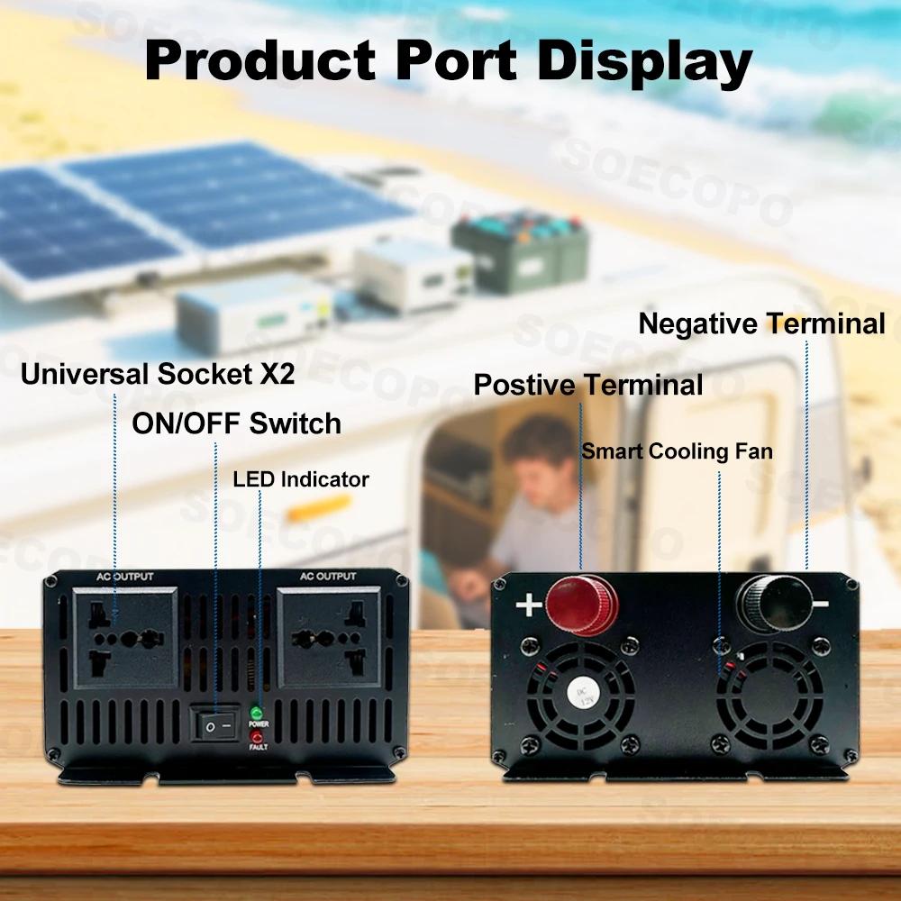 Pure Sine Wave Inverter 15000W 2 Sockets Solar Inverter DC 12/24/48/60/72V To AC 110V/220V Home Outdoor Camping Current Inverter