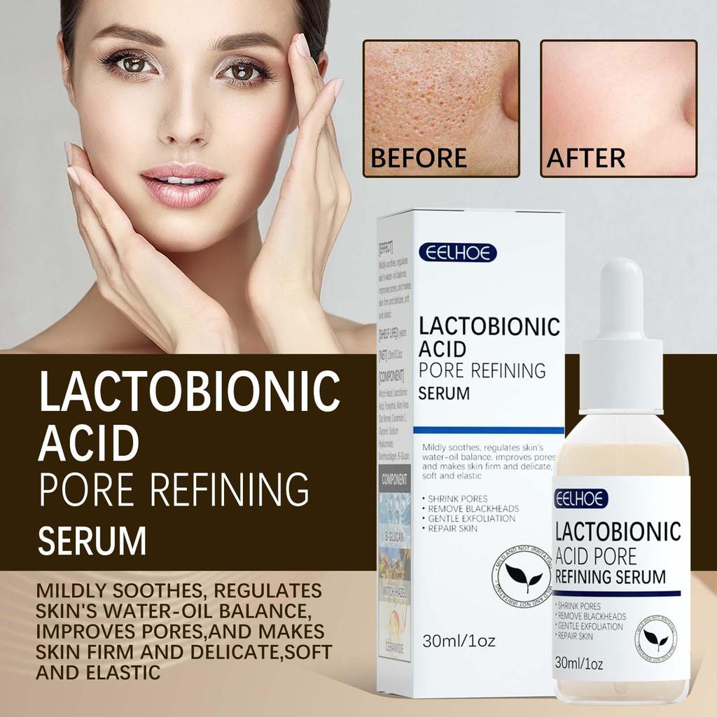 Lactobionic Acid Pore Shrink Face Serum Hyaluronic Acid Moisturizing Nourish Smooth Pores Repair Essence Firm