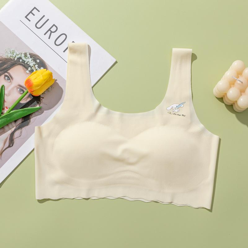 Youth Ice Silk Underwear Set: Strapless Bra & Panties for Girls 8-16