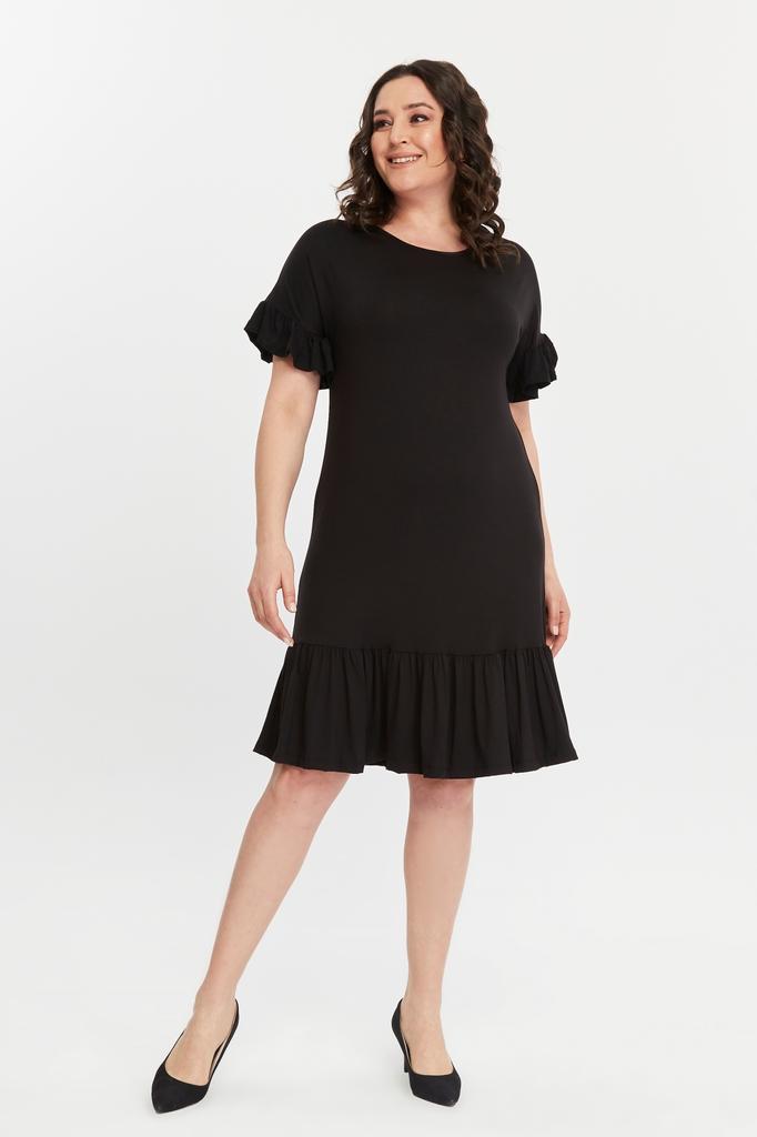 Women's Big Size Dress Plus Size Armband Skirt Ruffle Viscose Dress