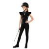 Mädchen Reitsport Reiten Reißverschluss Stehkragen Rüschenärmel Kontrastbesatz Oberteil Anti-Rutsch Vollbesatz Reithose Outfit