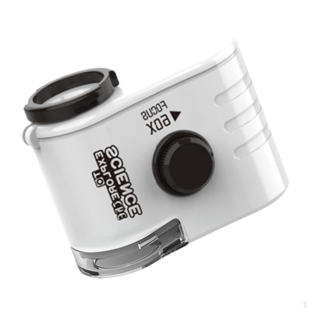 Mini Mikroskop Læringsleke 60x Vitenskapsleke,Liten,LED-belyst,Lomme