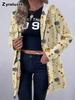 Women's Floral Print Zip-Up Long Sleeve Hoodie with Slim Fit for Fall Winter Daily Wear