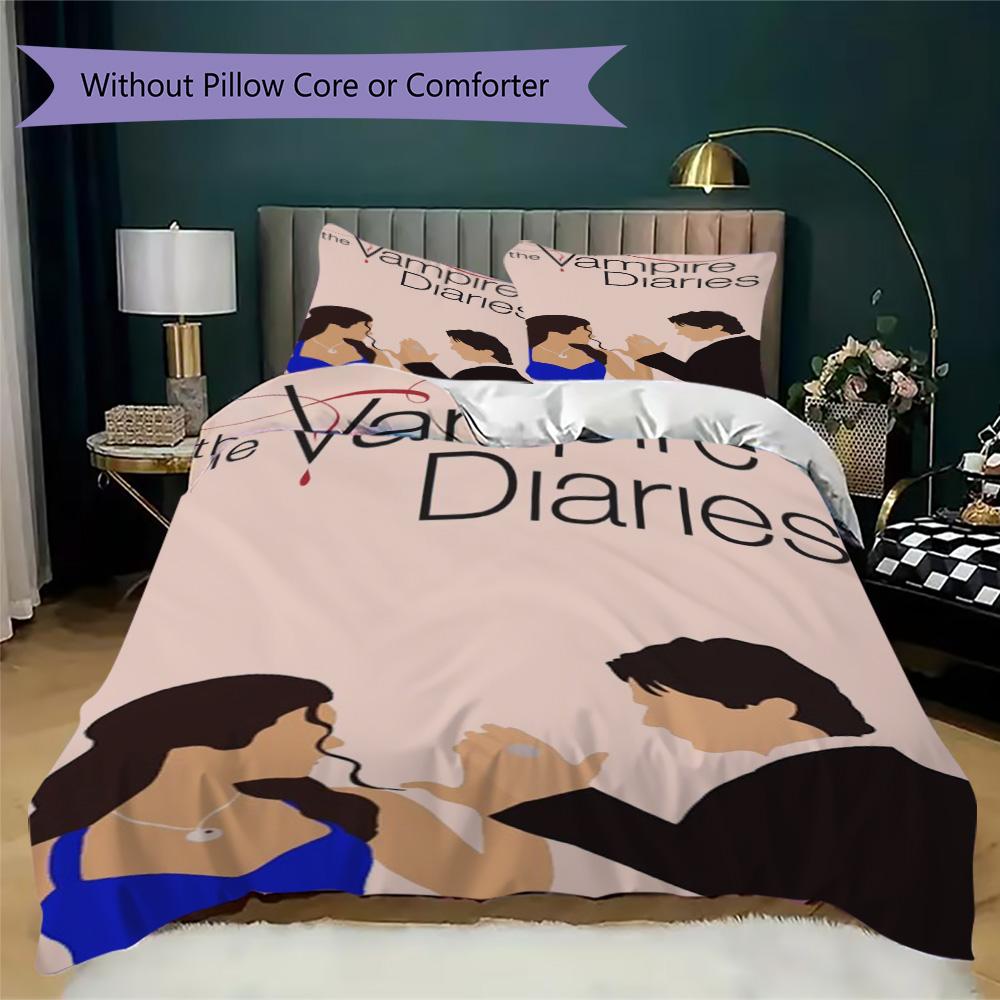 The Vampire Diaries Pattern Bedding,Quilt Set Quilt Cover Pillowcase Home Birthday Gift (1*duvet cover+2*pillowcase,without core)SSJT0917515