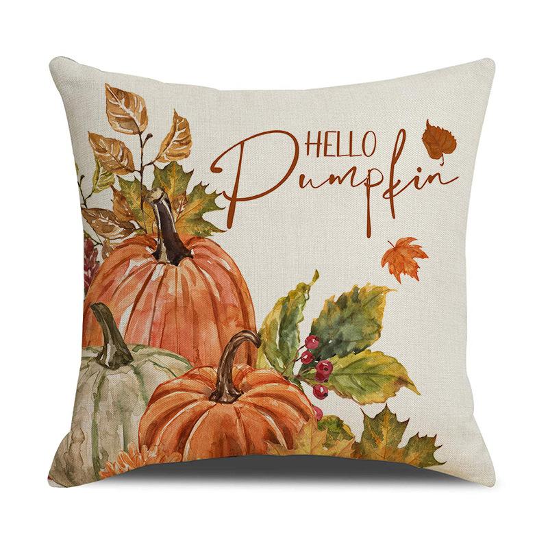 Thanksgiving Pillow Covers,Pumpkin & Autumn Leaf Design, Soft Flannel Sofa Cushion Covers for Home Decor,45x45cm, No Pillow Insert