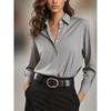 Women's New Solid Color Long Sleeve Shirt Business Casual Base Shirt