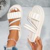 Fashion Fashion Sandals Women PU Leather Metal Detailed Buckle Strap Plus Size 42 Summer Beach Ladies Mid-heel Shoes