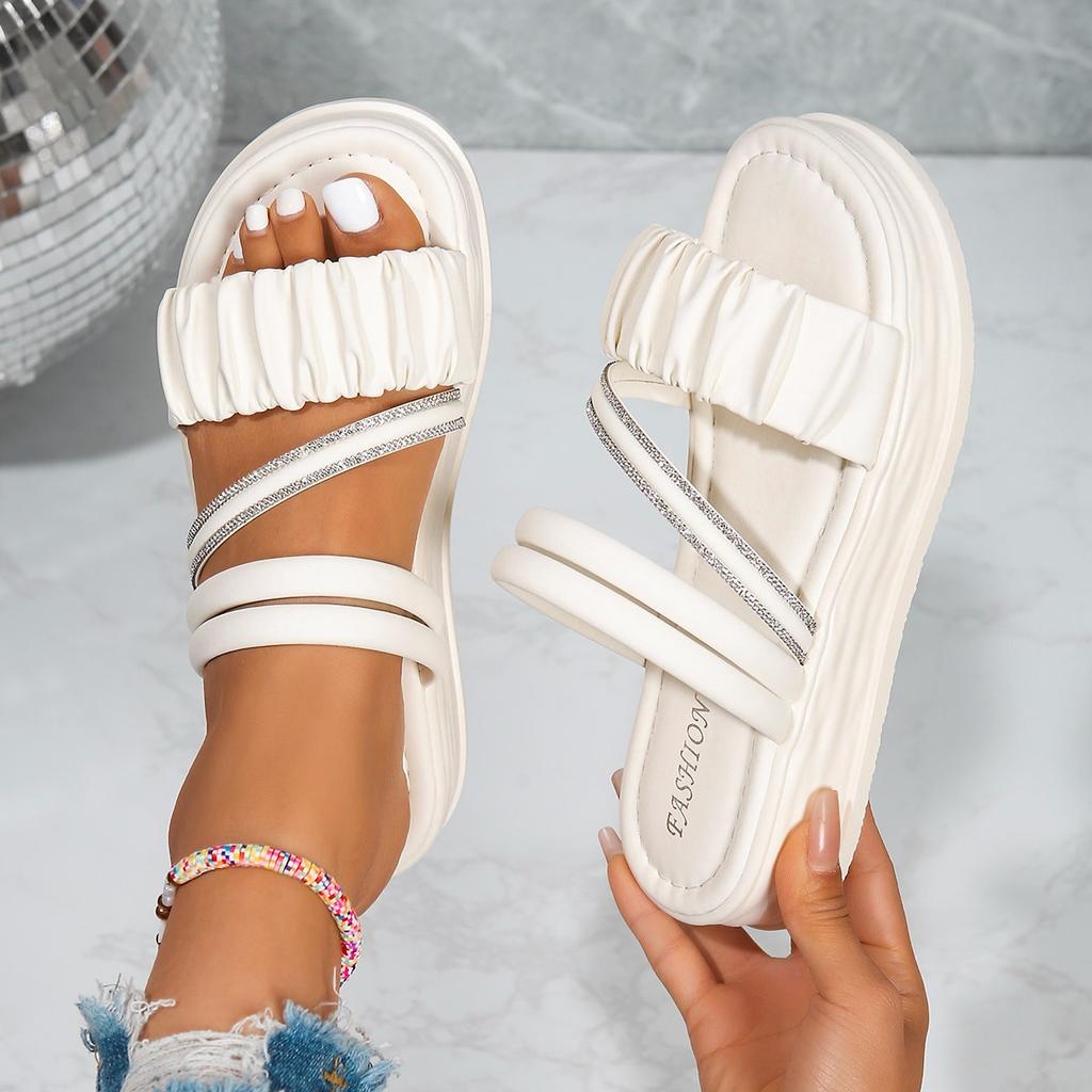 Fashion Fashion Sandals Women PU Leather Metal Detailed Buckle Strap Plus Size 42 Summer Beach Ladies Mid-heel Shoes
