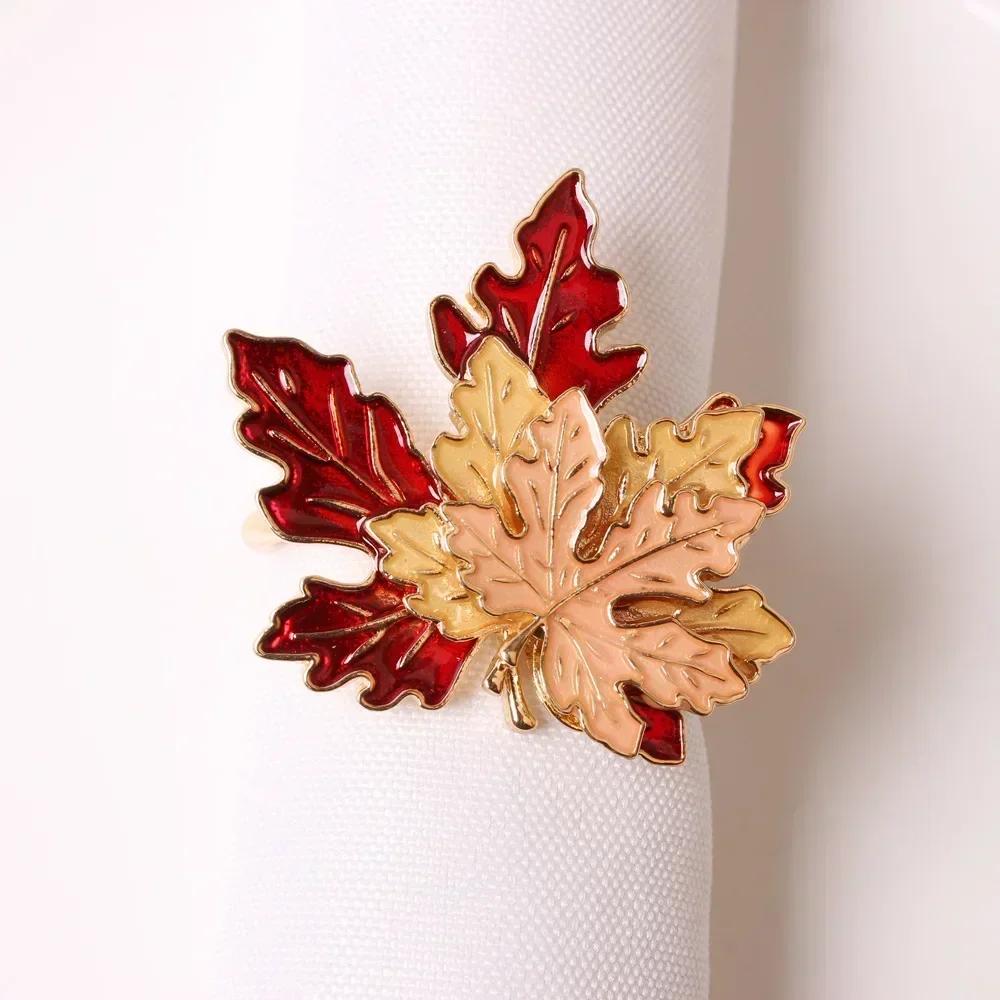 Autumn Maple Leaf Napkin Ring Thanksgiving Halloween Easter Restaurant Wedding Table Decoration Holiday Gift