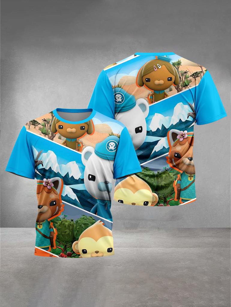 Summer Round Neck 3D Printed Cartoon O-octonauts Pattern Top Fashionable Casual Short Sleeved Children's Boy T-shirts