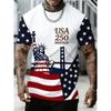 Men's USA 250th Anniversary T-Shirt American Flag Print Oversized Tees Patriotic 4th Of