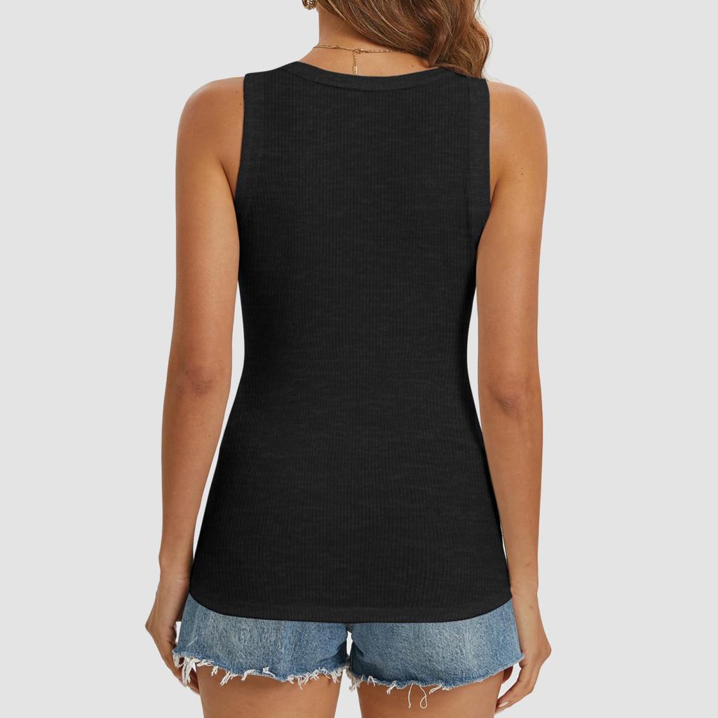 Yousheng Damen Weste U-Ausschnitt Ärmellos Knopfleiste Camisole Bluse Slim Fit Basic Tanktops Strand Büro Party Kleidung