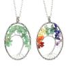 Natural Stone Crystal Tree of Life Curved Necklace for Women