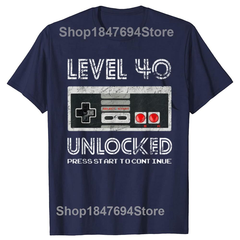 Funny Level 40 Unlocked Graphic Tshirts Men Womens Fashion Casual Born in 1984 TShirt 40 Years Old 40th Oversized T Shirt