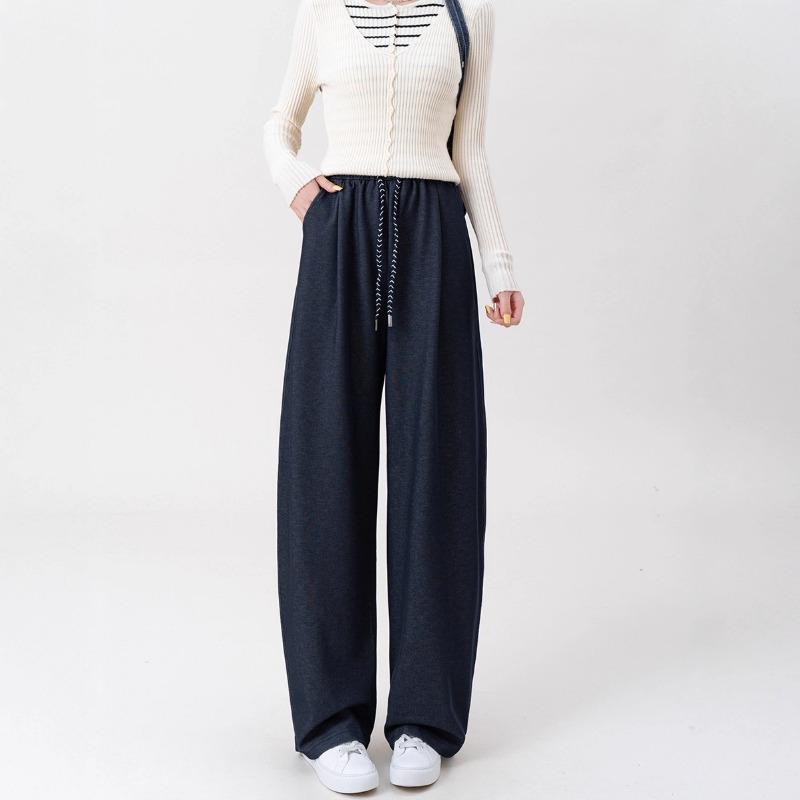 Dark blue scimitar wide-leg pants women's autumn and winter new high-waisted loose and thin casual Yamamoto pants
