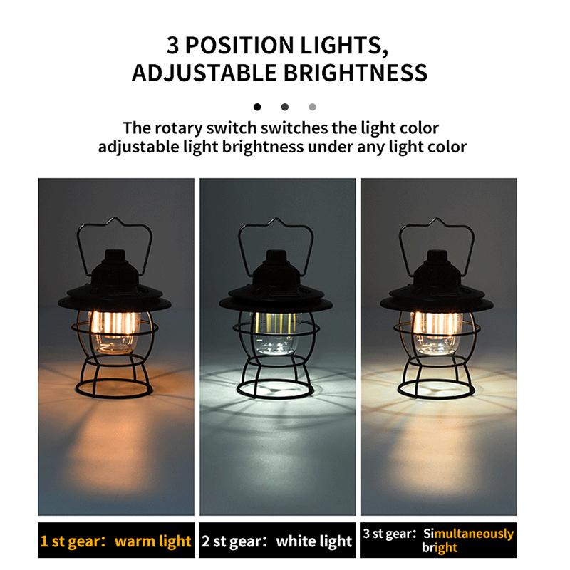 Multifunctional Led Vintage Lantern Battery Powered Artistic Retro Outdoor Camping Rechargeable Table Pathway Decor Night Lights
