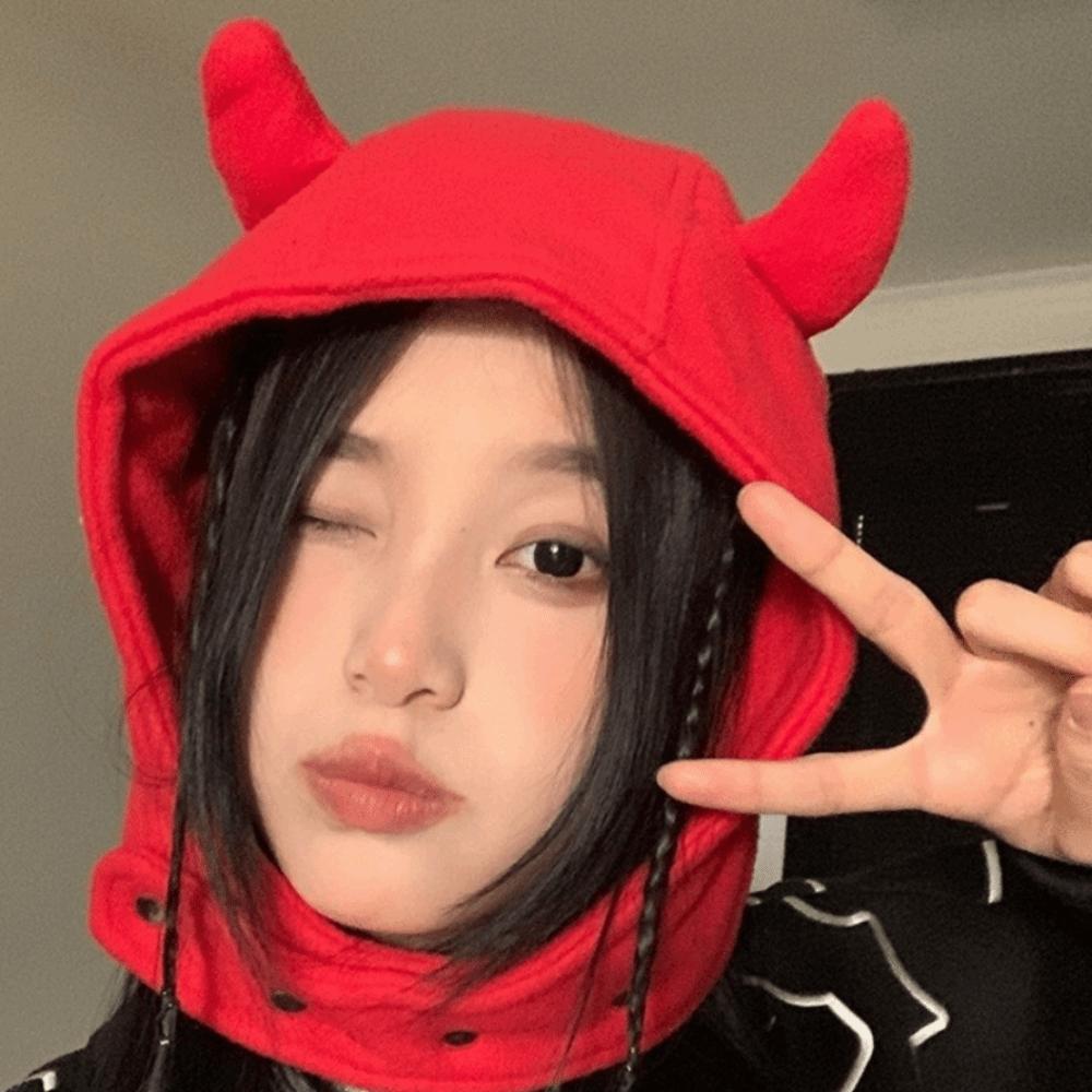 Ear Protection Lei Feng Cap Plush Winter Pullover Cap Personalized Demon Ear Hat  Autumn/Winter