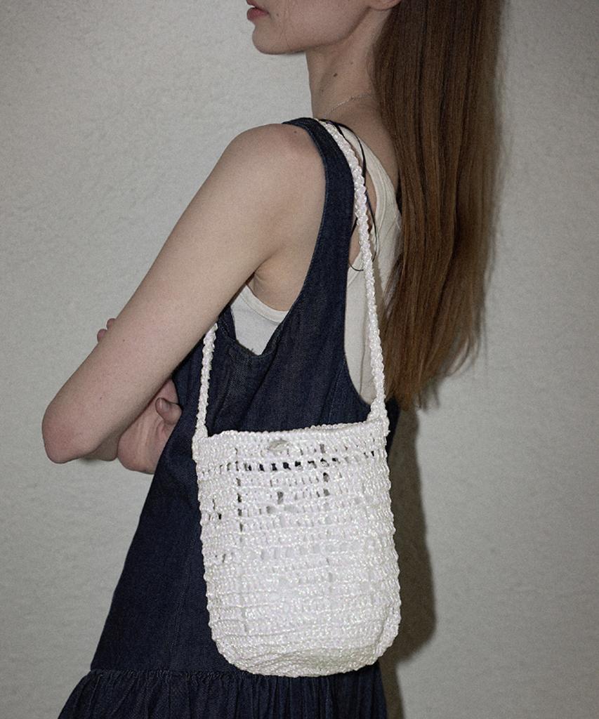 Slowslowly Lily Handmade Metallic Crochet Bucket Bag _ Aurora