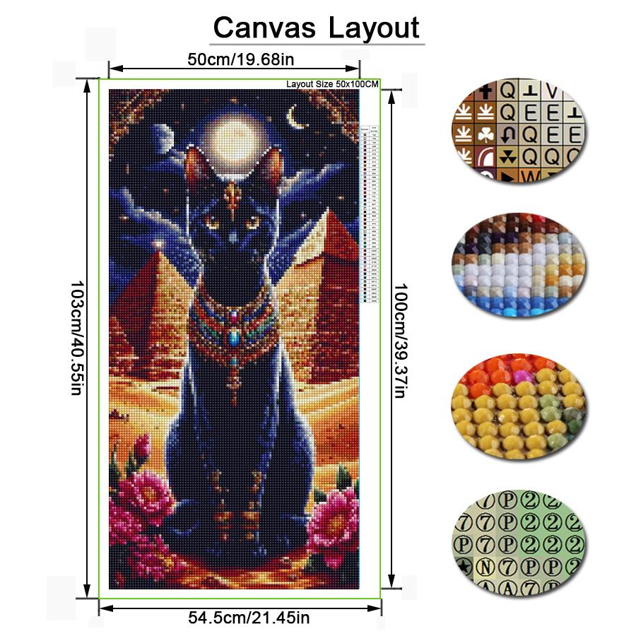 Pyramid Black Cat Large Size Diamond Painting Animals Diy Full Square Round Drill Rhinestone Embroidery Mosaic Cross Stitch Kits Wall Decor