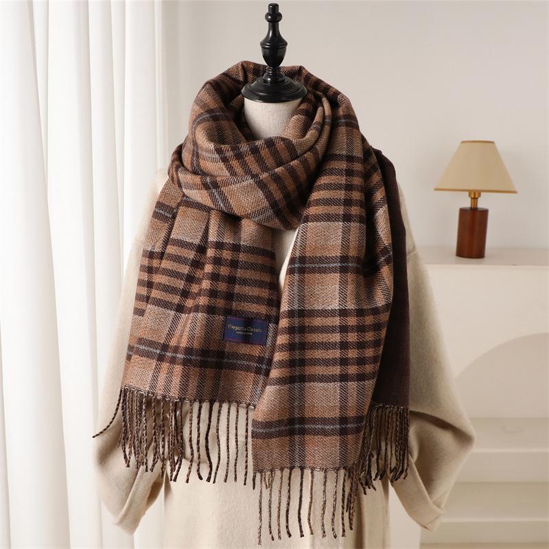Women Classic Lattice Pashmina Scarf Winter Warm Soft Foulard Scarves Female Cashmere Shawls Wraps Foulard Echarpe Poncho Stoles