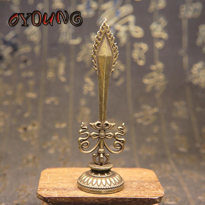 Pure Copper Manjusri Wisdom Sword Tibetan Nepal Buddhist Vajra Sacrificed Tailsmen Instrument Putting Decoration Figurines Craft