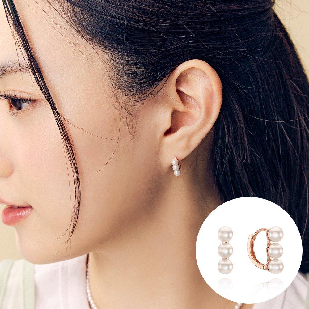 [Rosemont] Silver Pearl Earrings Rc0185