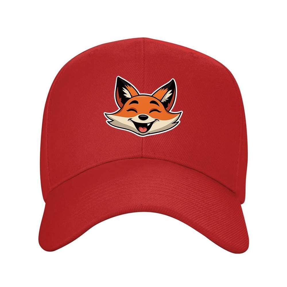 Happy Fox Laughing Expression Baseball Cap Stylish Travel Adjustable Outdoor Hat One Size