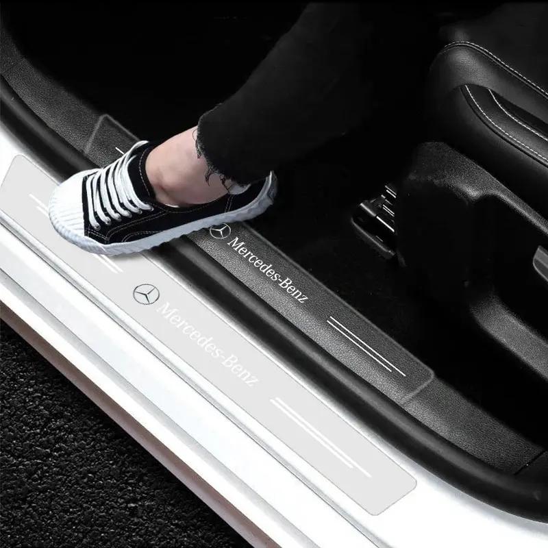 Car Threshold Protector Transparent Decorative Badge 3D Sticker For Mercedes Benz W177 W212 W213 W205 V177 W247 W176 GLA GLC X25 PB8