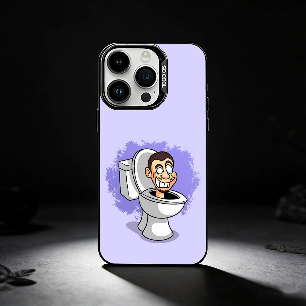C-Cartoon S-Skibidi Toilet Phone Case For iPhone 17,16,15,14,13,12,11 Plus,Pro Max,XS,Colored silver phone case