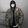 Oversized Reversible MA-1 Pilot Jacket Winter Warm Fleece-Lined Unisex Bomber Coat Men Women