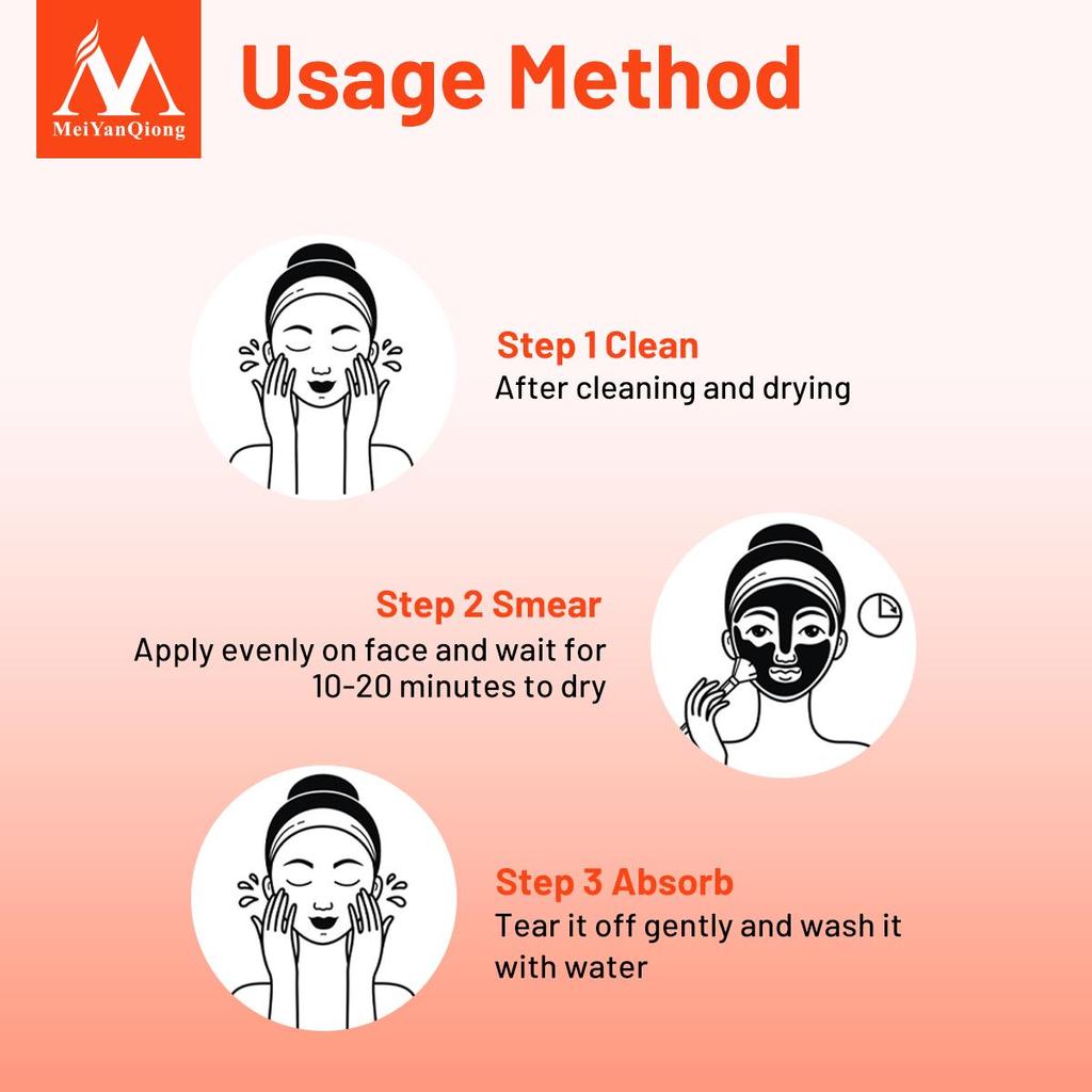 MeiYanQiong Tiefenreinigende, reinigende Peel-Off-Gesichtsmaske mit schwarzem Schlamm. Entfernen Sie Mitesser-Gesichtsmaske. Erdbeer-Nasen-Akne-Entferner-Gesichtspflege