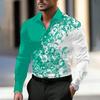 Men S Long Sleeve Button Down Colour Block 3d Printed Casual Shirt